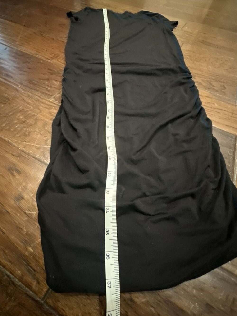 Athleta Topanga Black Ruched Short Sleeve Crewneck T-Shirt Dress - Picture 6 of 6